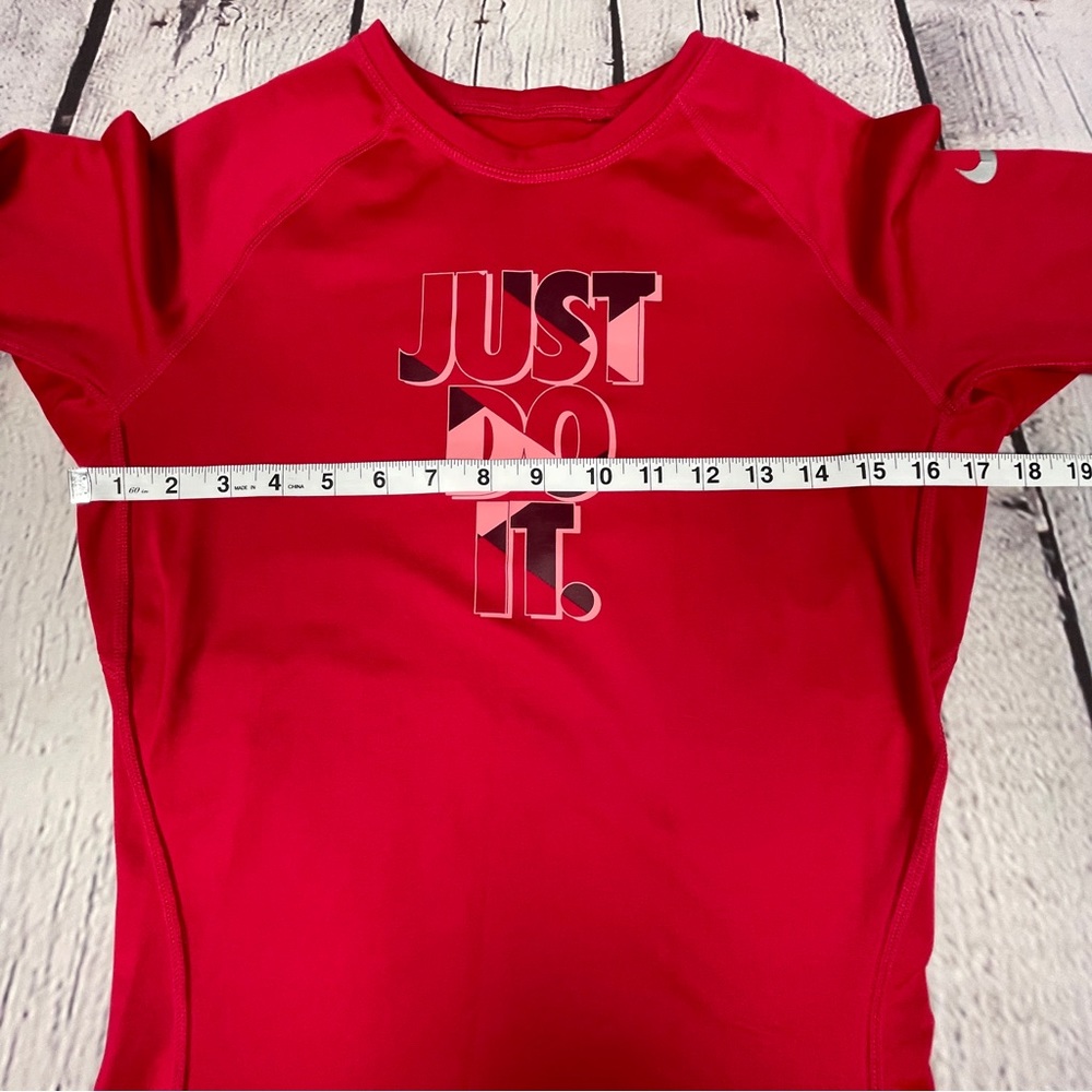 NIKE Pro red long sleeve thermal fleece lined crew neck logo top, size M - Picture 13 of 16
